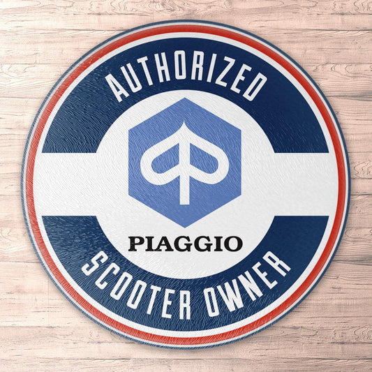 Piaggio Authorized Scooter Owner, Runde Skilte , Musemåtte Rundt , Kop Underlag, Underlagssæt-Runde Skilte-Piaggio-Garage Culture Shop- garage - man cave - merchandise