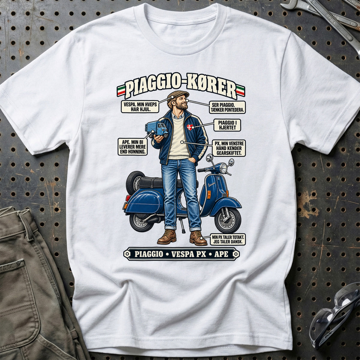 
Piaggio-Kører T-Shirt – Hvid