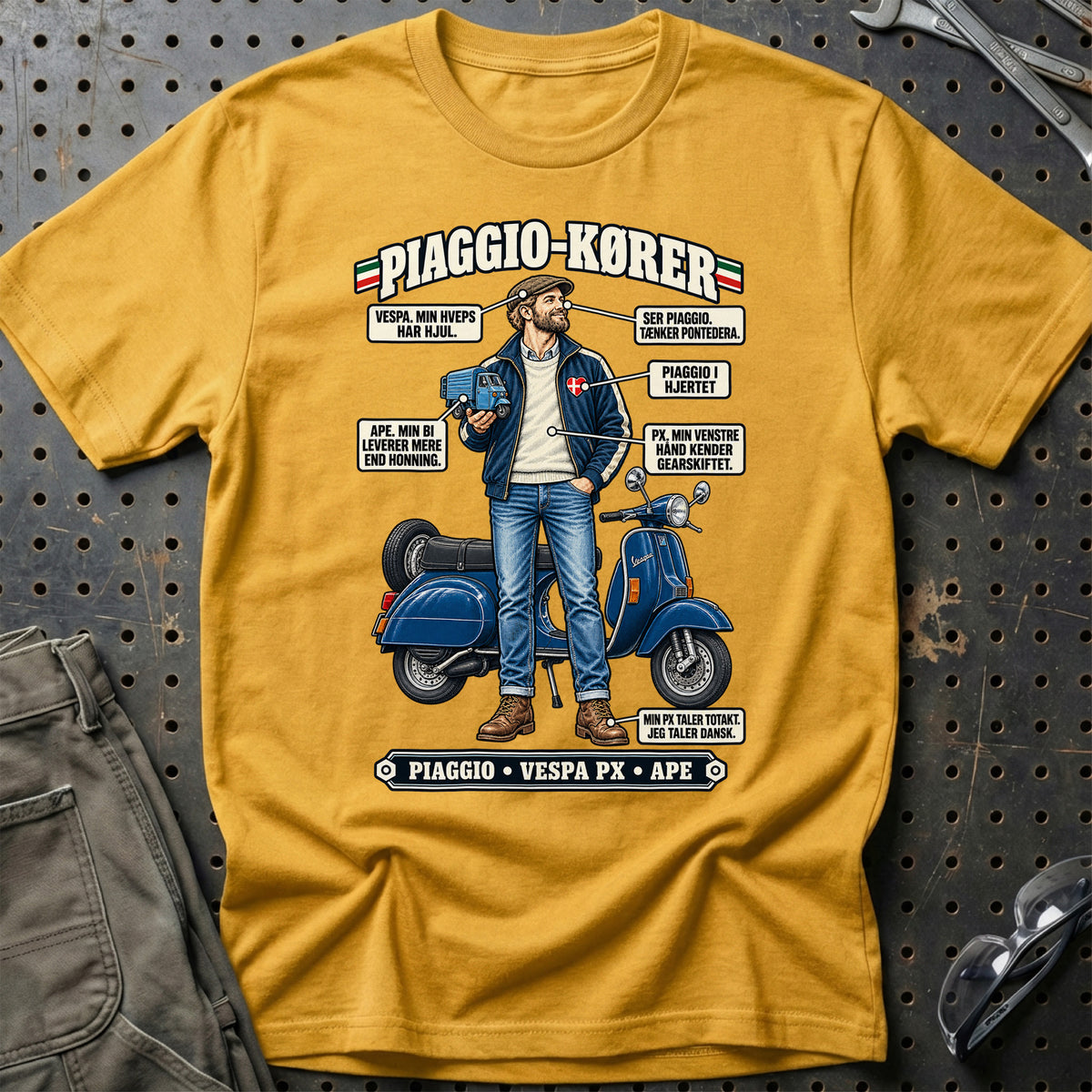 
Piaggio-Kører T-Shirt – Guld