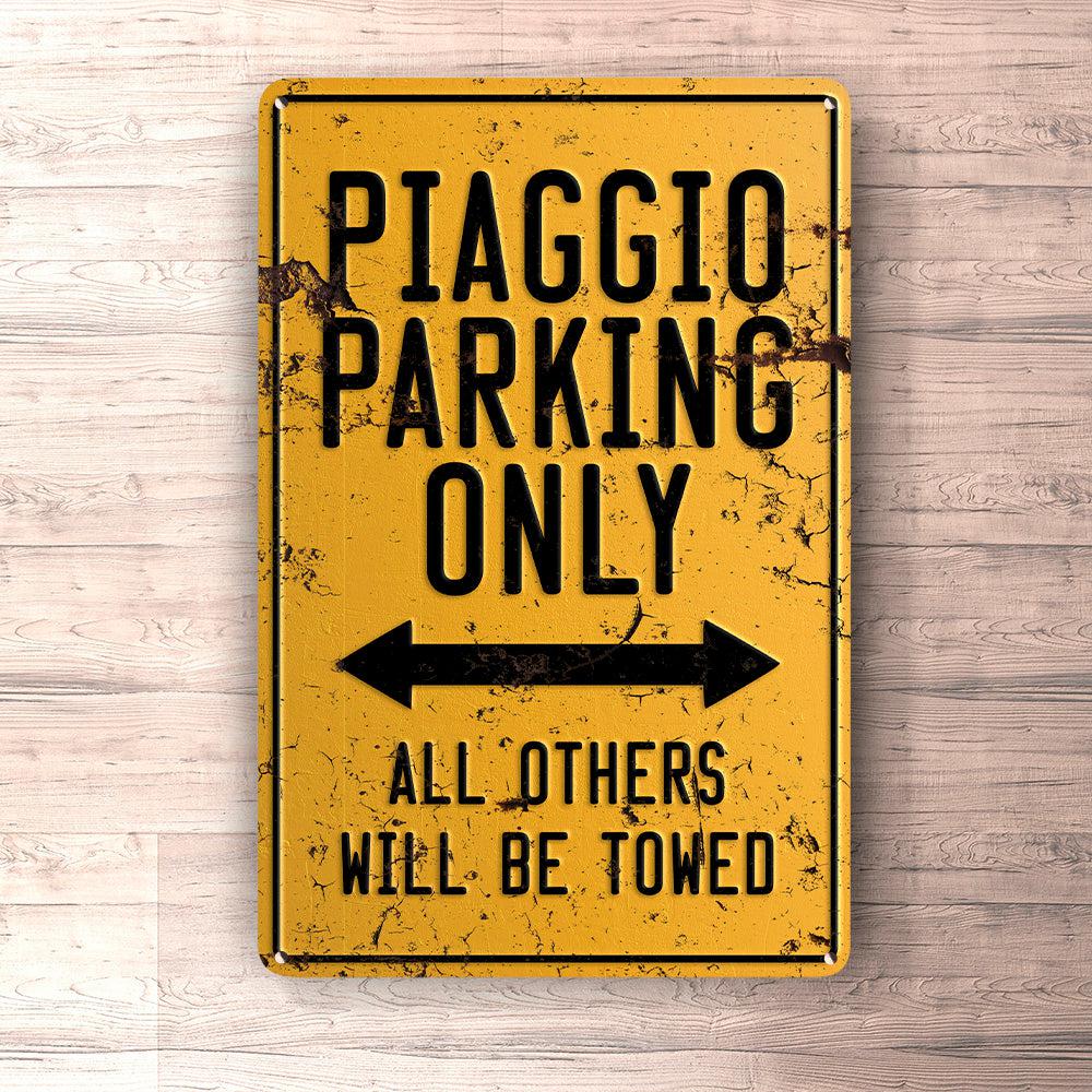 Piaggio Parking Only Skilte, Musemåtte, Dørmåtte , Plakat-Parking skilte-Piaggio-Garage Culture Shop- garage - man cave - merchandise