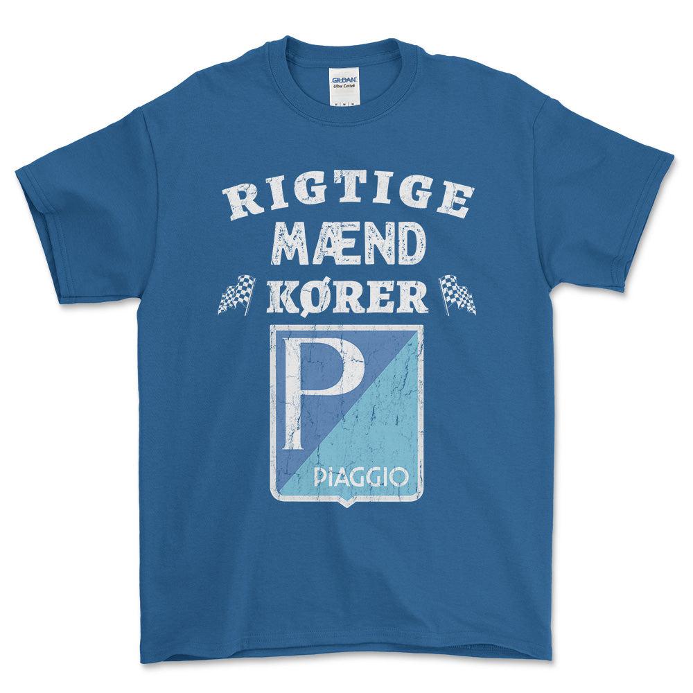 Piaggio Rigtige Mænd Kører - Unisex T-Shirt , Bomuld-Beklædning-Piaggio-Blå Royal-S-Forside-Garage Culture Shop- garage - man cave - merchandise