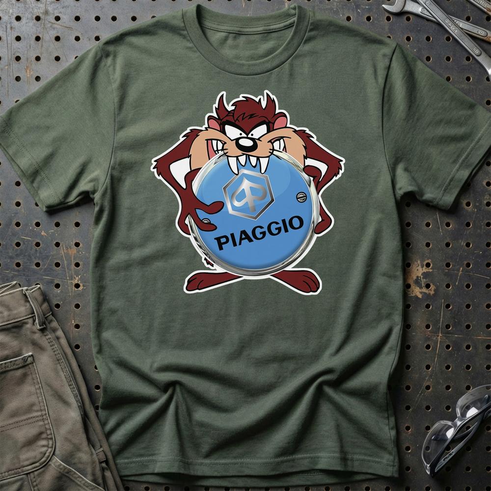 Piaggio TAZ T-Shirt-Beklædning-Piaggio-Grøn Militær-S-Garage Culture Shop- garage - man cave - merchandise