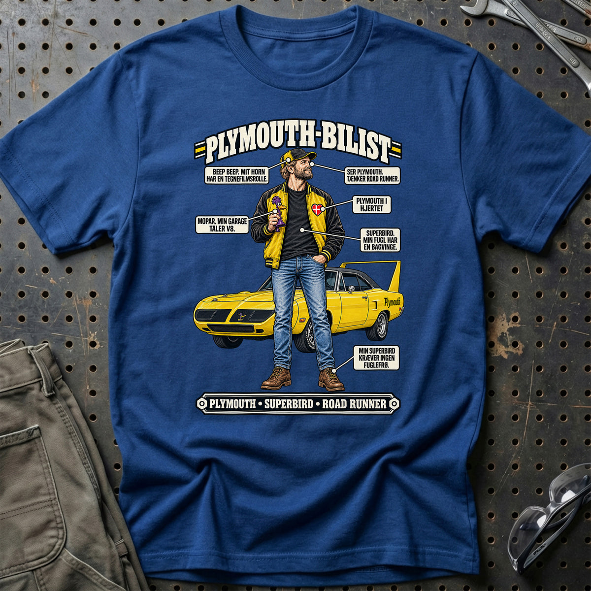 
Plymouth-Bilist T-Shirt – Blå Royal