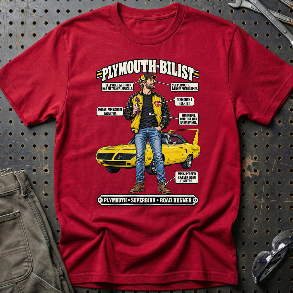 
Plymouth-Bilist T-Shirt – Rød