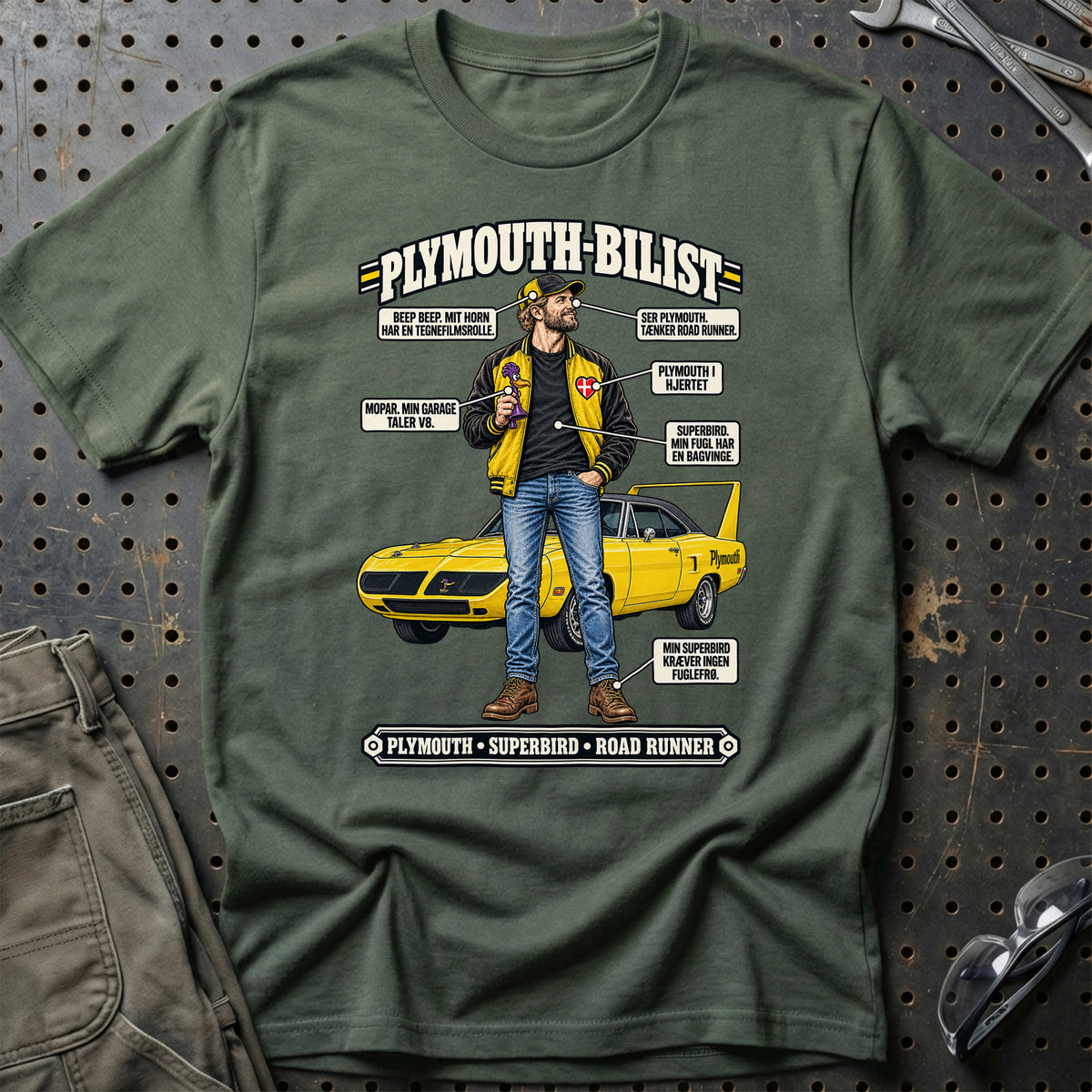 
Plymouth-Bilist T-Shirt – Grøn Militær