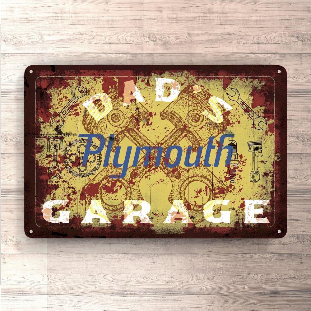 Plymouth Dads Garage Vintage Skilte, Musemåtte, Dørmåtte , Plakat-Skilte-Plymouth-Garage Culture Shop- garage - man cave - merchandise