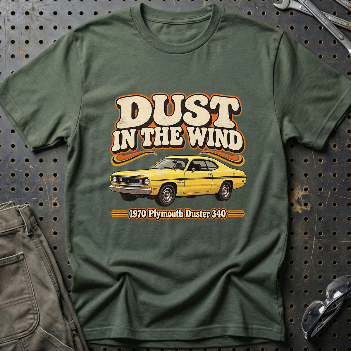 
Plymouth Duster 340 1970 – Dust in the Wind T-Shirt – Grøn Militær