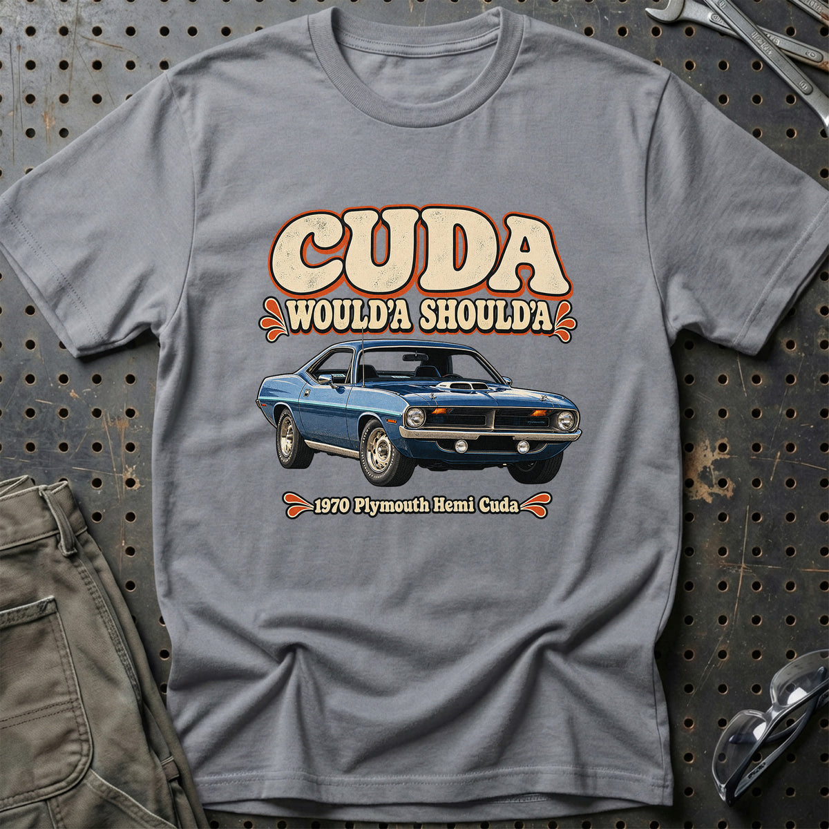 
Plymouth Hemi Cuda 1970 – Cuda Would'a Should'a T-Shirt – Grå Sport
