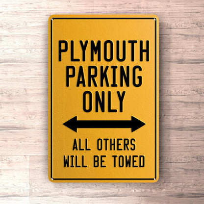 Plymouth Parking Only Skilte, Musemåtte, Dørmåtte , Plakat-Parking skilte-Plymouth-Garage Culture Shop- garage - man cave - merchandise