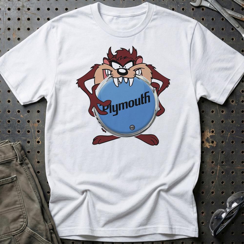 Plymouth TAZ T-Shirt-Beklædning-Plymouth-Hvid-S-Garage Culture Shop- garage - man cave - merchandise