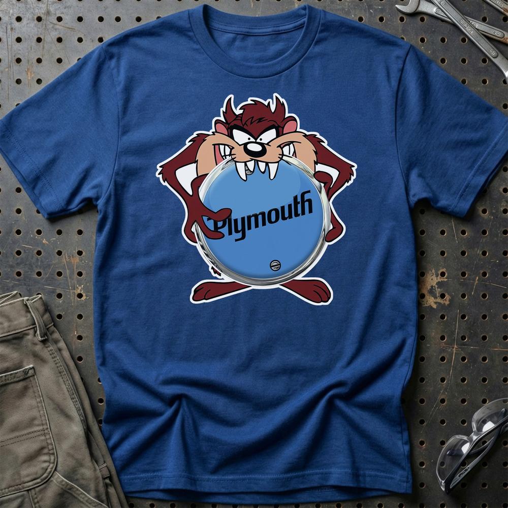 Plymouth TAZ T-Shirt-Beklædning-Plymouth-Blå Royal-S-Garage Culture Shop- garage - man cave - merchandise