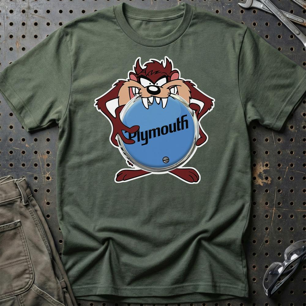 Plymouth TAZ T-Shirt-Beklædning-Plymouth-Grøn Militær-S-Garage Culture Shop- garage - man cave - merchandise