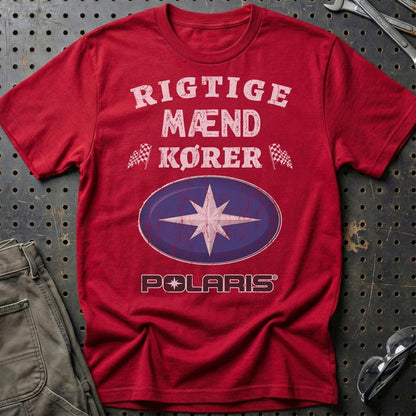 Polaris Rigtige Mænd Kører - Unisex T-Shirt , Bomuld-Beklædning-Polaris-Rød-S-Garage Culture Shop- garage - man cave - merchandise