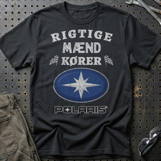 Polaris Rigtige Mænd Kører - Unisex T-Shirt , Bomuld-Beklædning-Polaris-Sort-S-Garage Culture Shop- garage - man cave - merchandise