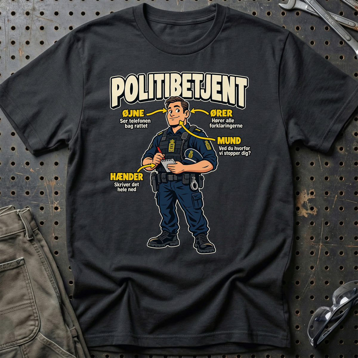 Politibetjent – Anatomi T-Shirt – Sort
