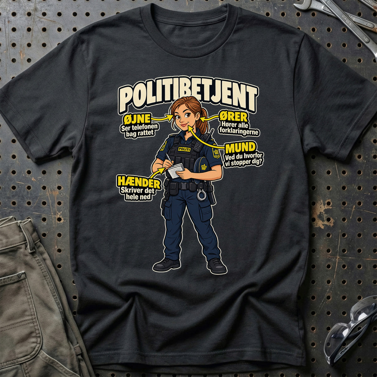 Politibetjent – Anatomi T-Shirt-Beklædning-Garage Culture-Sort-S-Garage Culture Shop- garage - man cave - merchandise