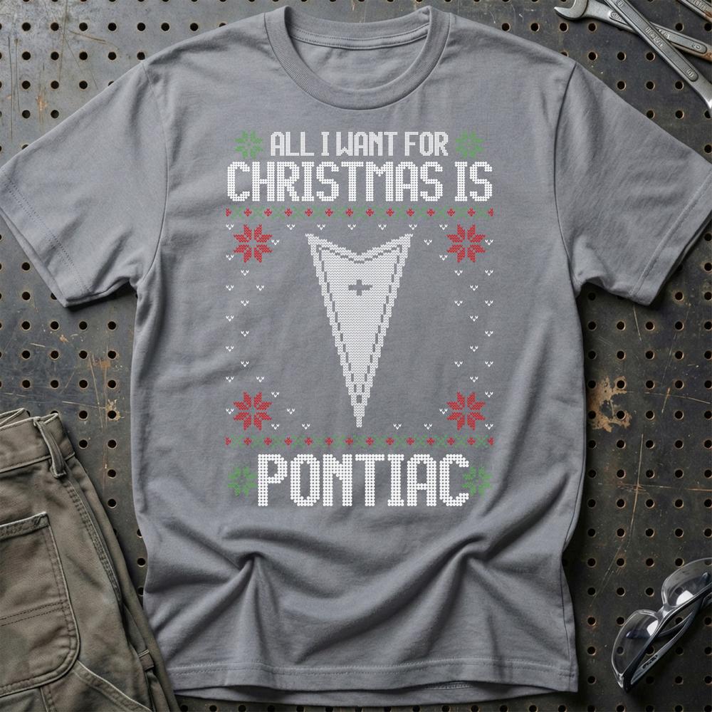 Pontiac - All I Want For Christmas T-Shirt-Beklædning-Pontiac-Grå Sport-S-Garage Culture Shop- garage - man cave - merchandise