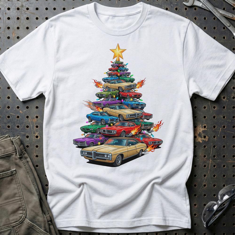 Pontiac Catalina Juletræ Christmas Tree T-Shirt-Beklædning-Pontiac-Hvid-S-Garage Culture Shop- garage - man cave - merchandise