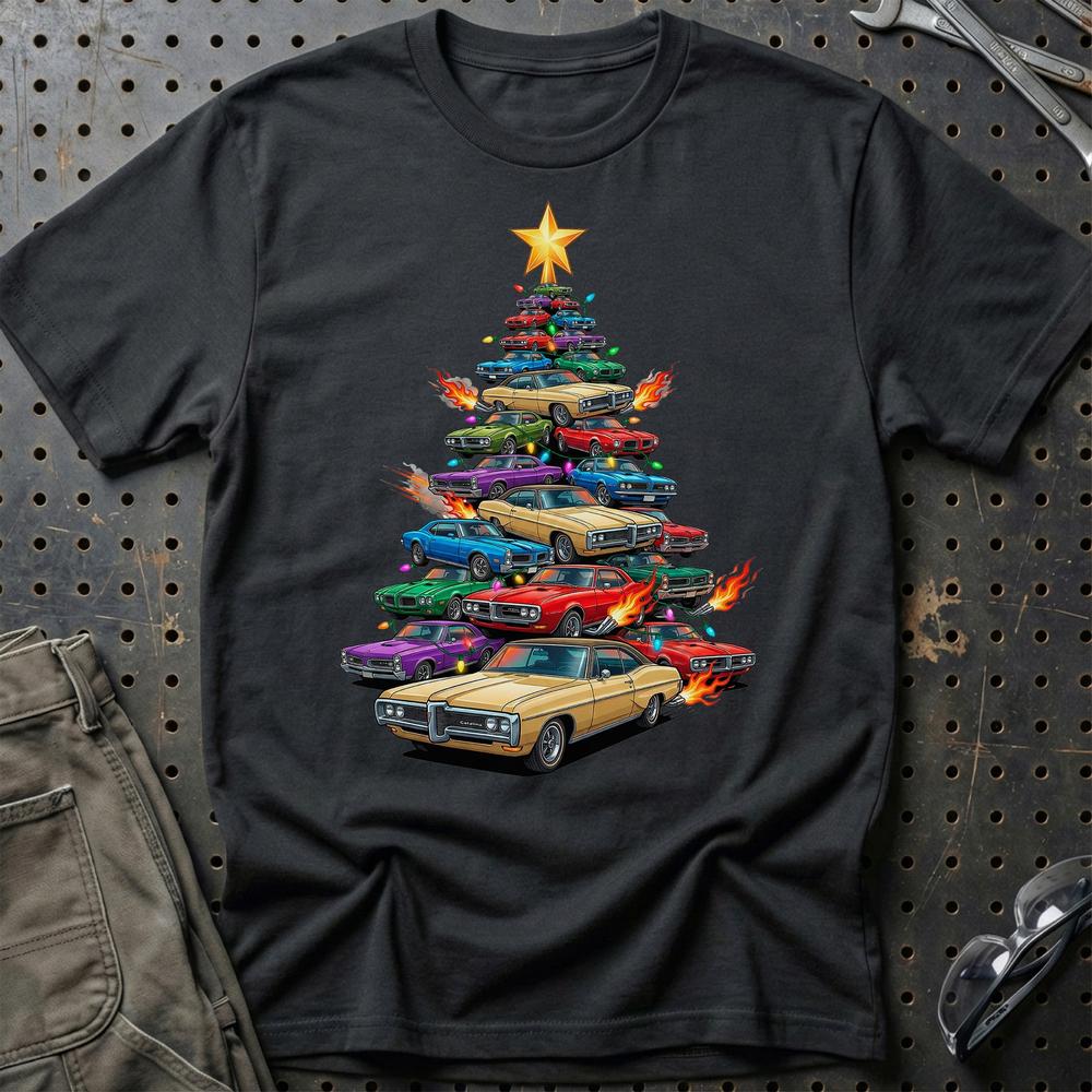 Pontiac Catalina Juletræ Christmas Tree T-Shirt-Beklædning-Pontiac-Sort-S-Garage Culture Shop- garage - man cave - merchandise