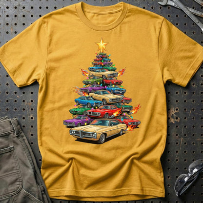 Pontiac Catalina Juletræ Christmas Tree - Unisex T-Shirt-Beklædning-Pontiac-Guld-S-Garage Culture Shop- garage - man cave - merchandise