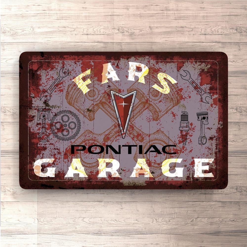Pontiac Fars Garage Vintage Skilte, Musemåtte, Dørmåtte , Plakat-Skilte-Pontiac-Garage Culture Shop- garage - man cave - merchandise