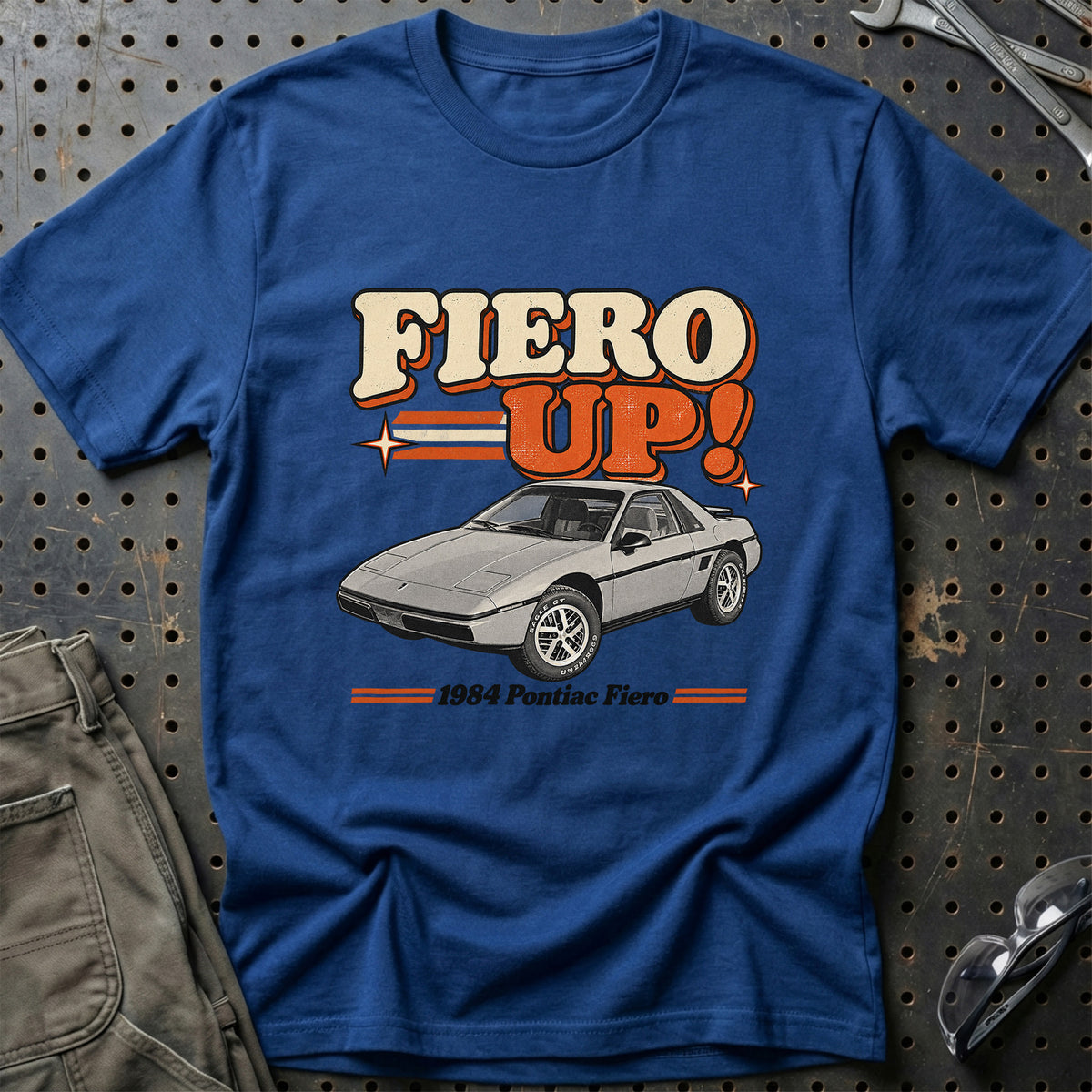 
Pontiac Fiero 1984 – Fiero Up! T-Shirt – Blå Royal