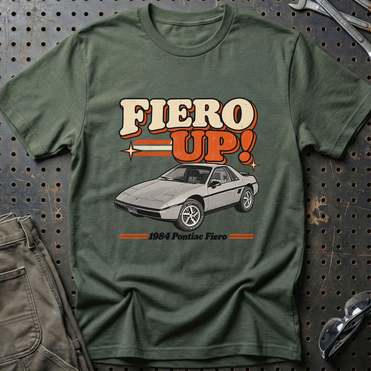 
Pontiac Fiero 1984 – Fiero Up! T-Shirt – Grøn Militær