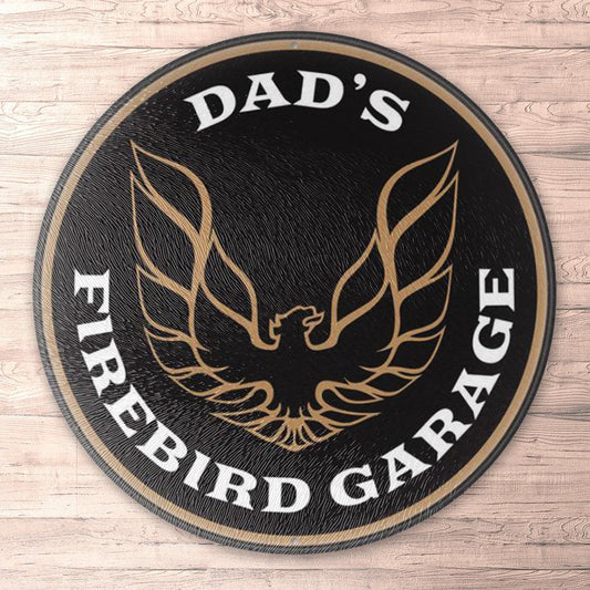 Pontiac Firebird Dads Firebird Garage, Runde Skilte , Musemåtte Rundt , Kop Underlag, Underlagssæt-Runde Skilte-Pontiac-Garage Culture Shop- garage - man cave - merchandise