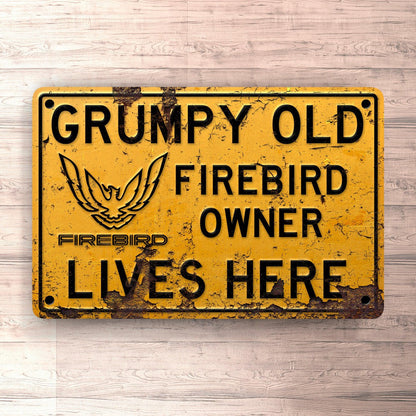 Pontiac Firebird Grumpy Old Pontiac Firebird Owner Lives Here Skilte, Musemåtte, Dørmåtte , Plakat-Skilte-Pontiac-Garage Culture Shop- garage - man cave - merchandise