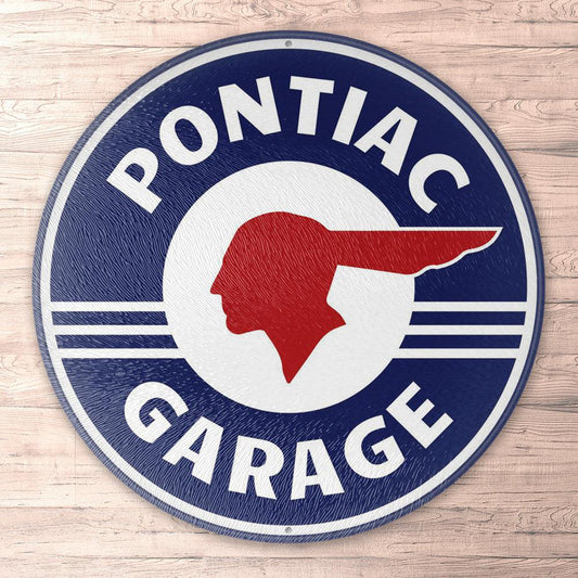 Pontiac Garage, Runde Skilte , Musemåtte Rundt , Kop Underlag, Underlagssæt-Runde Skilte-Pontiac-Garage Culture Shop- garage - man cave - merchandise