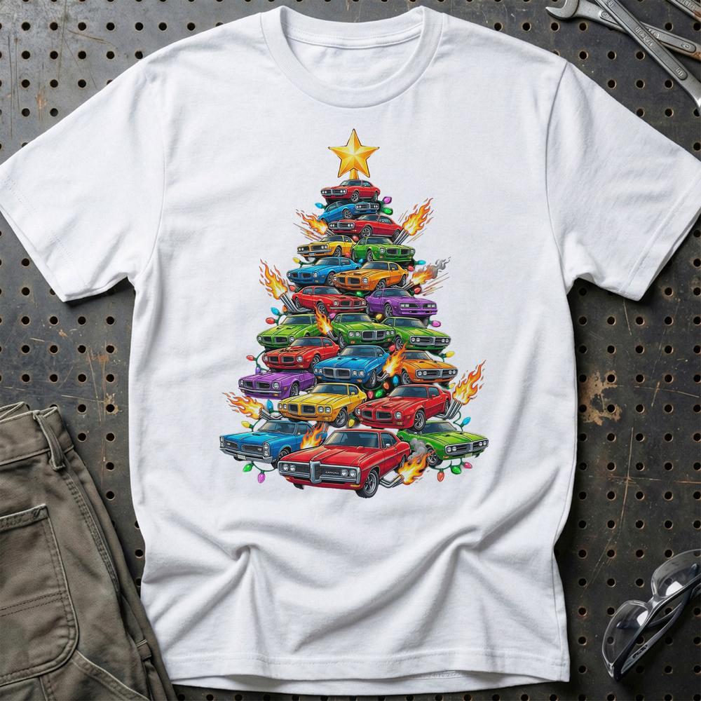 Pontiac Juletræ Christmas Tree T-Shirt-Beklædning-Pontiac-Hvid-S-Garage Culture Shop- garage - man cave - merchandise
