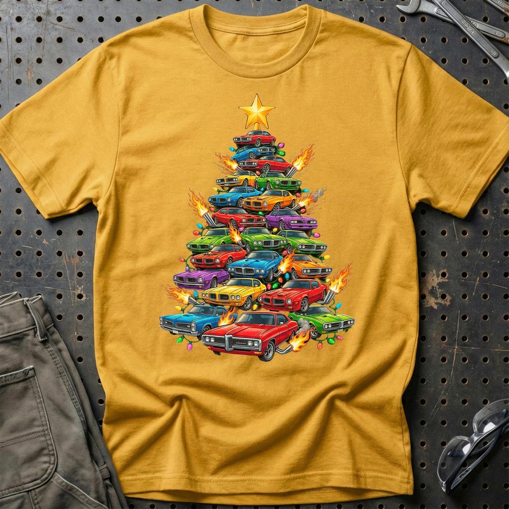 Pontiac Juletræ Christmas Tree T-Shirt-Beklædning-Pontiac-Guld-S-Garage Culture Shop- garage - man cave - merchandise