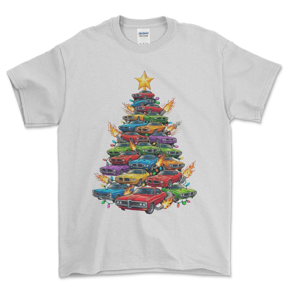 Pontiac Juletræ Christmas Tree - Unisex T-Shirt-Beklædning-Pontiac-Hvid-S-Forside-Garage Culture Shop- garage - man cave - merchandise