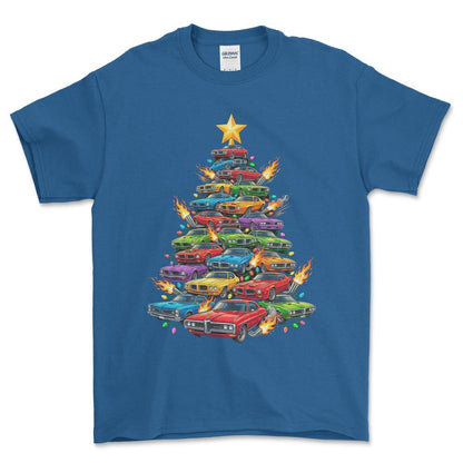Pontiac Juletræ Christmas Tree - Unisex T-Shirt-Beklædning-Pontiac-Blå Royal-S-Forside-Garage Culture Shop- garage - man cave - merchandise