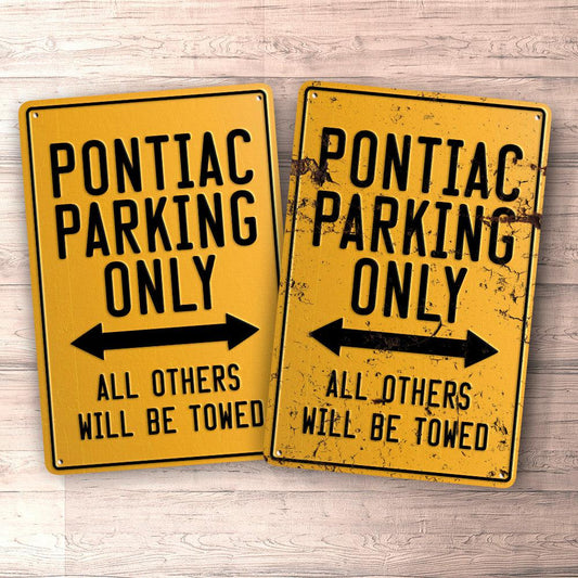 Pontiac Parking Only Skilte, Musemåtte, Dørmåtte-Parking skilte-Pontiac-Garage Culture Shop- garage - man cave - merchandise
