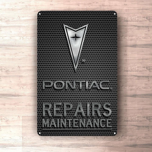 Pontiac Repairs Maintenance Skilte, Musemåtte, Dørmåtte-Skilte-Pontiac-Garage Culture Shop- garage - man cave - merchandise