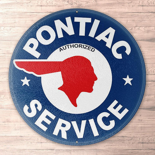 Pontiac Service, Runde Skilte , Musemåtte Rundt , Kop Underlag, Underlagssæt-Runde Skilte-Pontiac-Garage Culture Shop- garage - man cave - merchandise