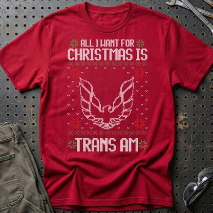 Pontiac Trans AM - All I Want For Christmas - Unisex T-Shirt , Bomuld-Beklædning-Pontiac-Rød-S-Garage Culture Shop- garage - man cave - merchandise