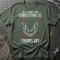 Pontiac Trans AM - All I Want For Christmas - Unisex T-Shirt , Bomuld-Beklædning-Pontiac-Grøn Militær-S-Garage Culture Shop- garage - man cave - merchandise