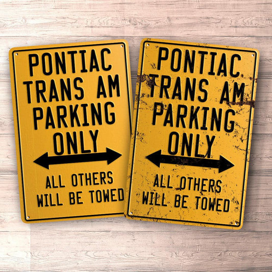 Pontiac Trans Am Parking Only Skilte, Musemåtte, Dørmåtte-Parking skilte-Pontiac-Garage Culture Shop- garage - man cave - merchandise