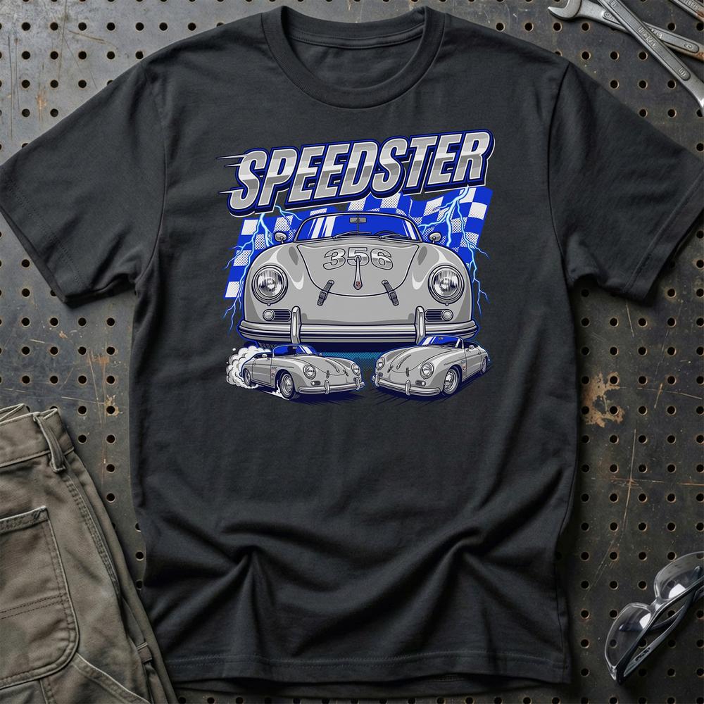 Porsche 356 Speedster T-Shirt - Retro Racing Icon T-Shirt-Beklædning-Porsche-Sort-S-Garage Culture Shop- garage - man cave - merchandise
