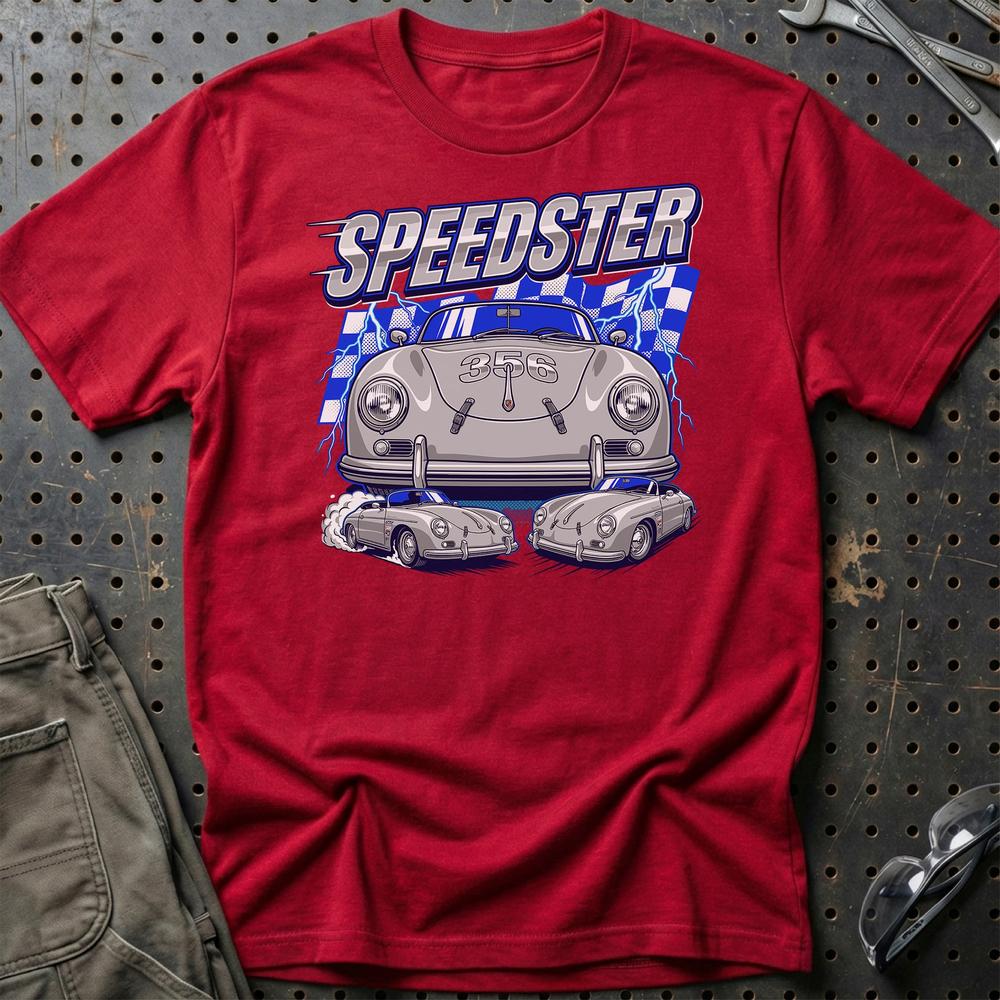 Porsche 356 Speedster T-Shirt – Retro Racing Icon - Unisex T-Shirt-Beklædning-Porsche-Rød-S-Garage Culture Shop- garage - man cave - merchandise