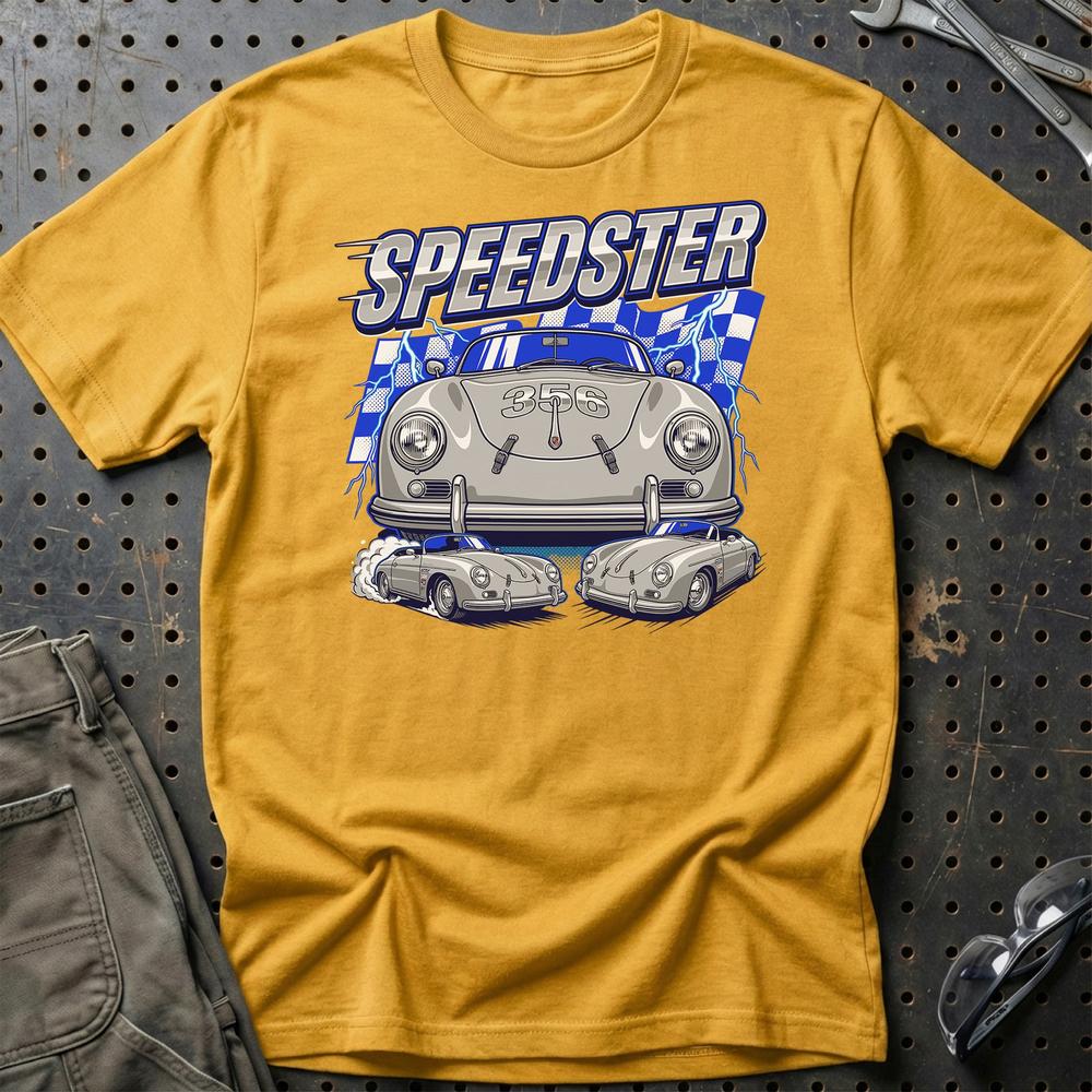 Porsche 356 Speedster T-Shirt – Retro Racing Icon - Unisex T-Shirt-Beklædning-Porsche-Guld-S-Garage Culture Shop- garage - man cave - merchandise