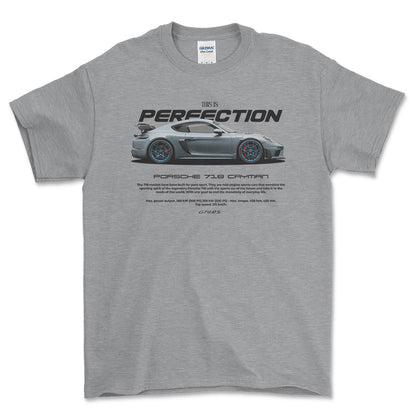Porsche 718 Cayman - Unisex T-Shirt-Beklædning-Porsche-Grå Sport-S-Forside-Garage Culture Shop- garage - man cave - merchandise