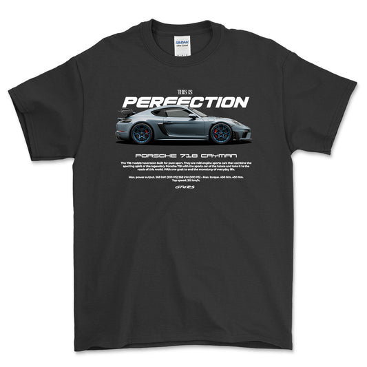 Porsche 718 Cayman - Unisex T-Shirt-Beklædning-Porsche-Sort-S-Forside-Garage Culture Shop- garage - man cave - merchandise
