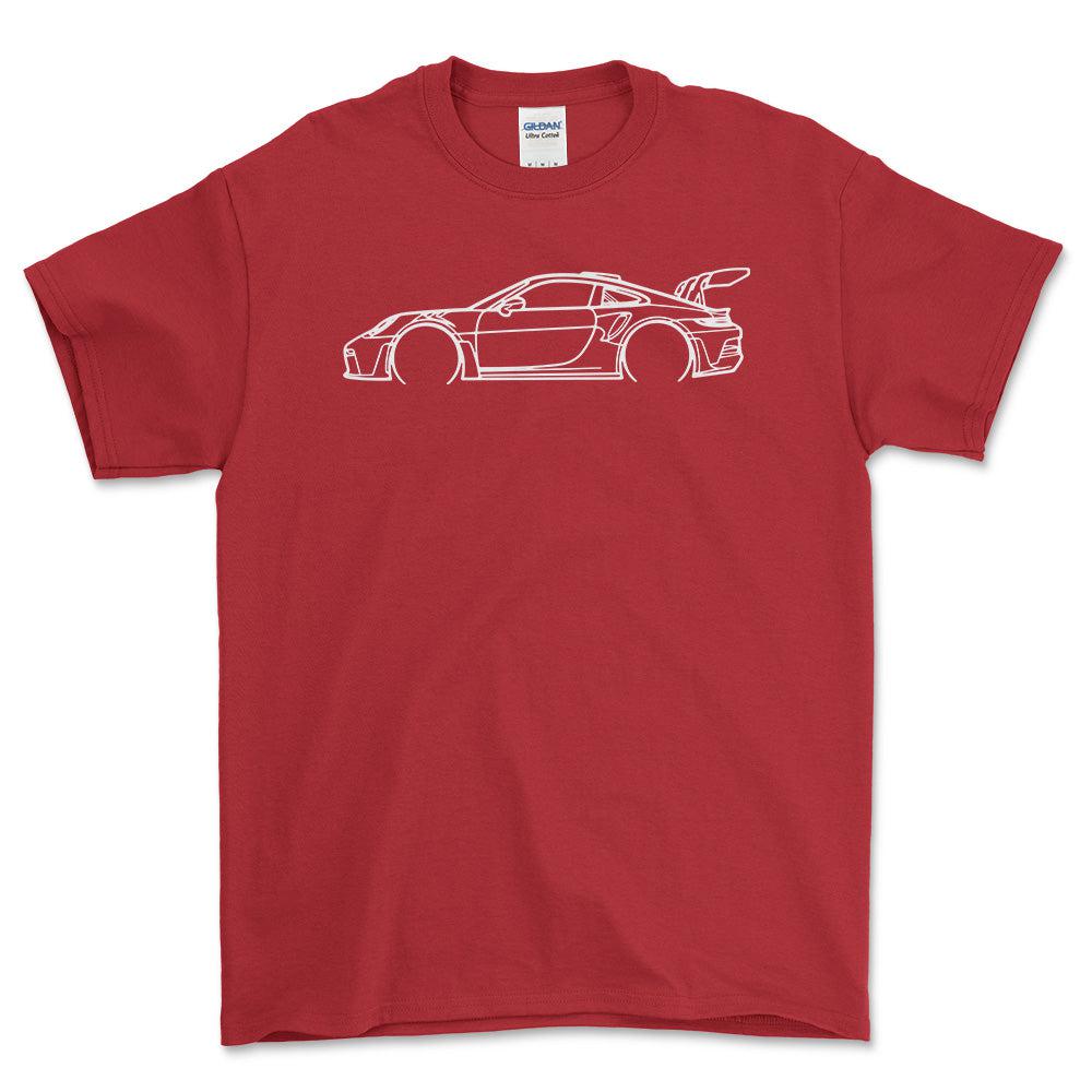 Porsche 911 992 GT3 RS Outline - Unisex T-Shirt-Beklædning-Porsche-Rød-S-Garage Culture Shop- garage - man cave - merchandise