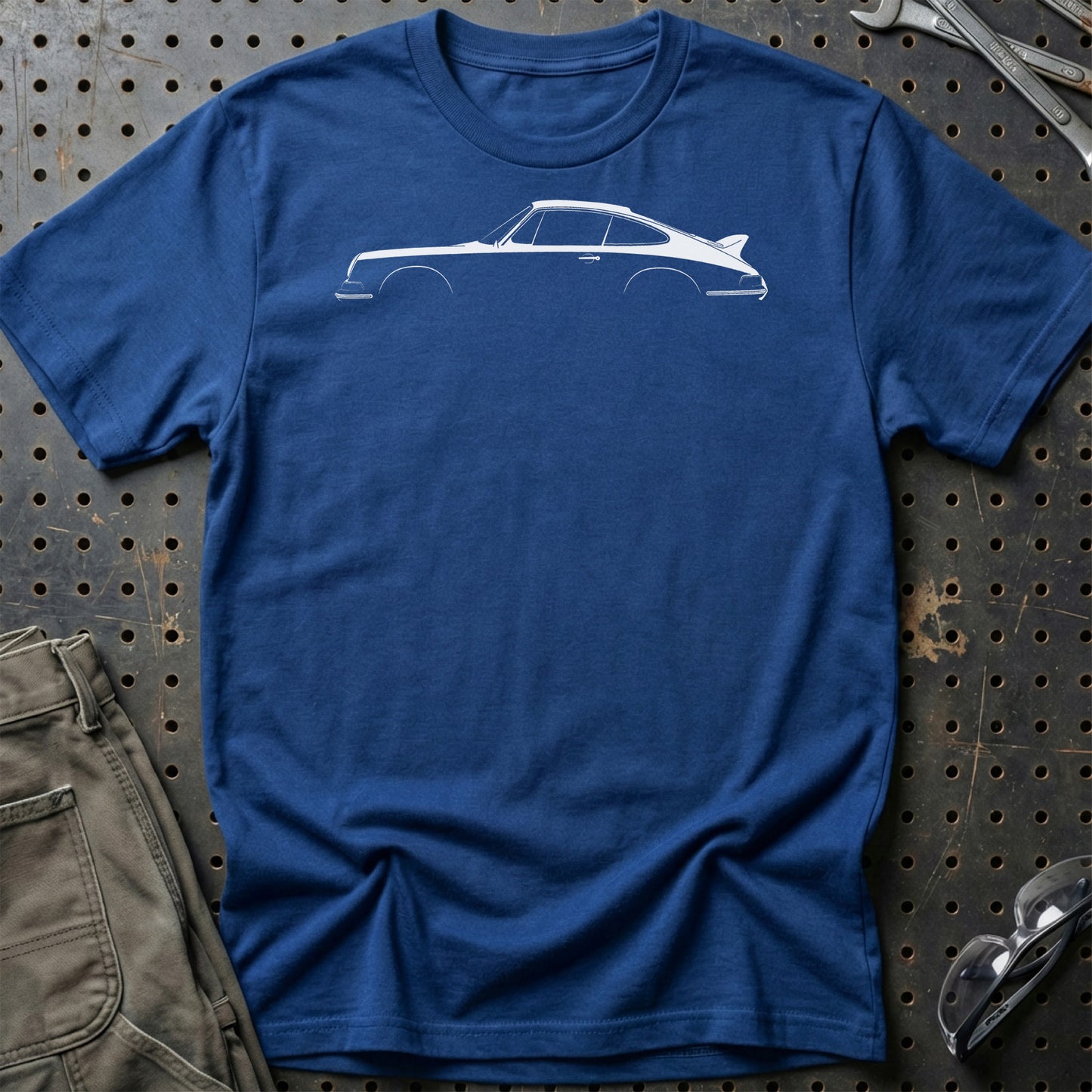 Porsche 911 Carrera Silhuet - Unisex T-Shirt , Bomuld-Beklædning-Porsche-Blå Royal-S-Garage Culture Shop- garage - man cave - merchandise