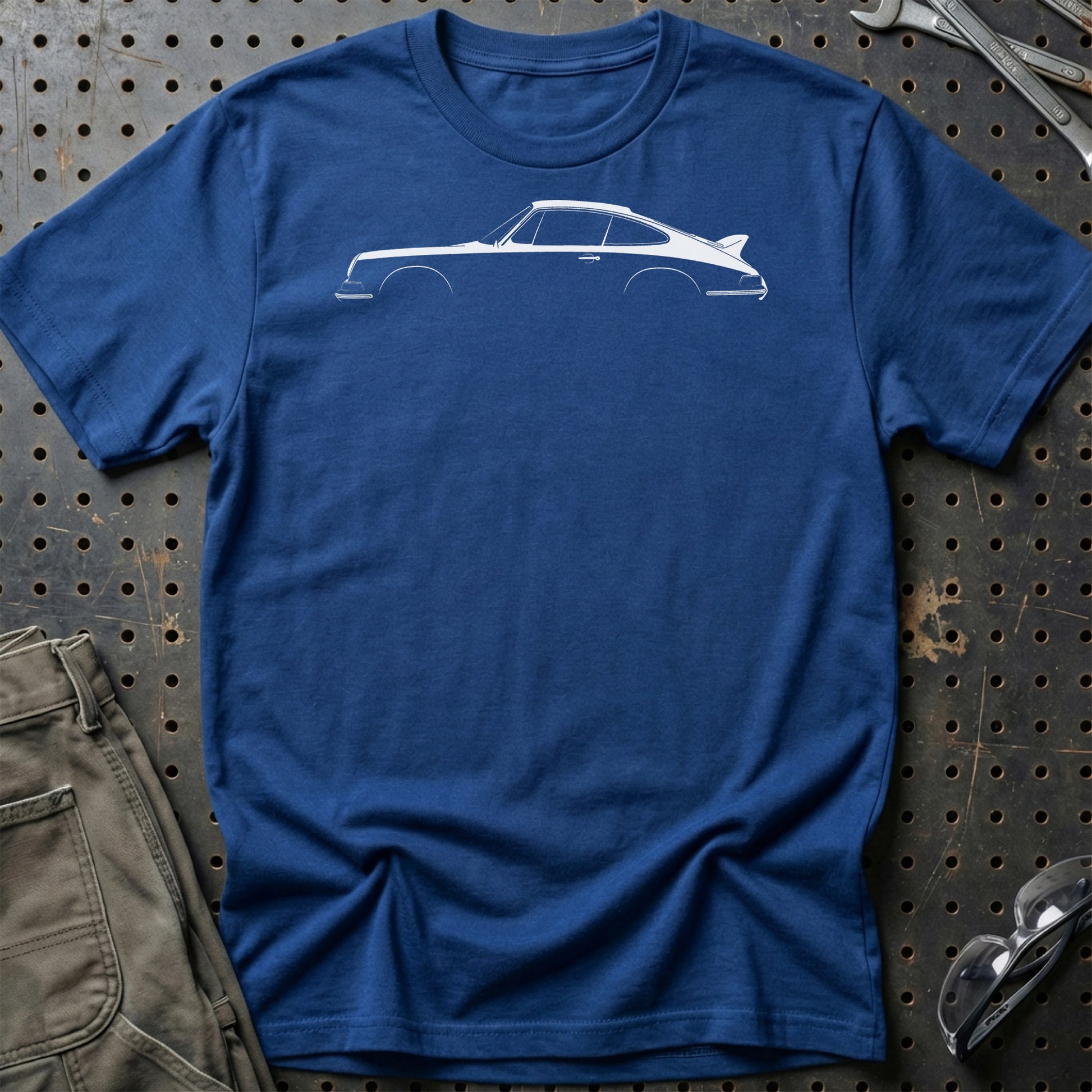 Porsche 911 Carrera Silhuet - Unisex T-Shirt , Bomuld-Beklædning-Porsche-Blå Royal-S-Garage Culture Shop- garage - man cave - merchandise