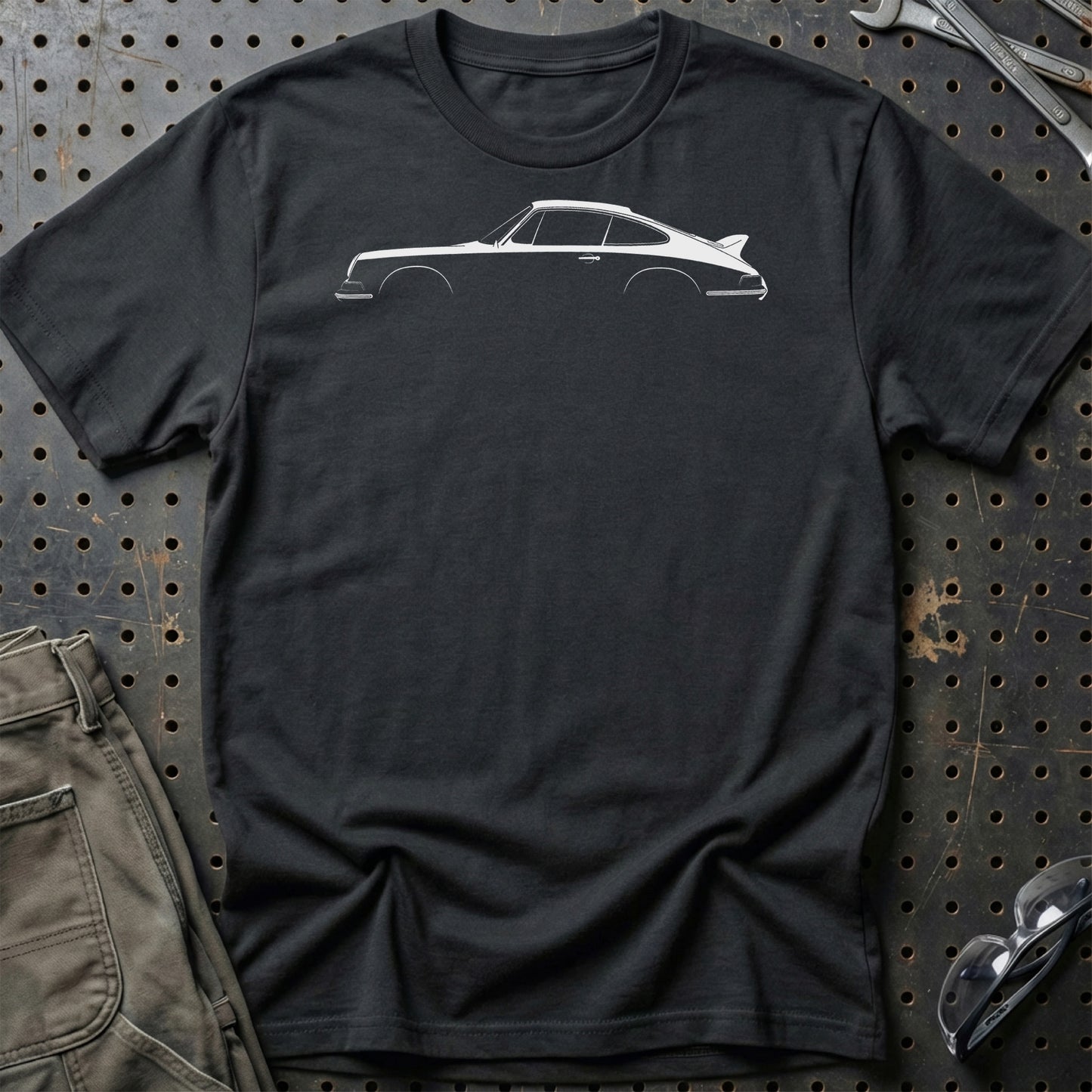 Porsche 911 Carrera Silhuet - Unisex T-Shirt , Bomuld-Beklædning-Porsche-Sort-S-Garage Culture Shop- garage - man cave - merchandise