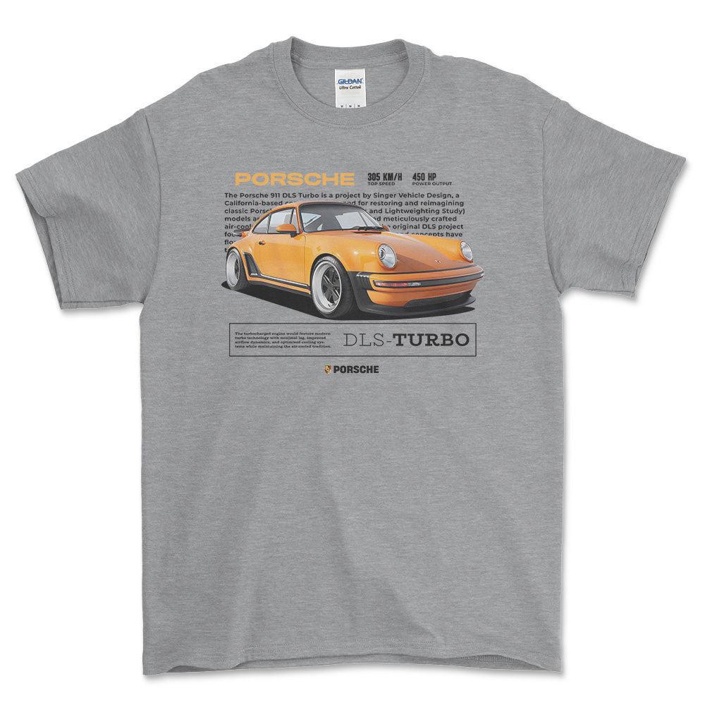Porsche 911 DLS Turbo - Unisex T-Shirt-Beklædning-Porsche-Grå Sport-S-Forside-Garage Culture Shop- garage - man cave - merchandise